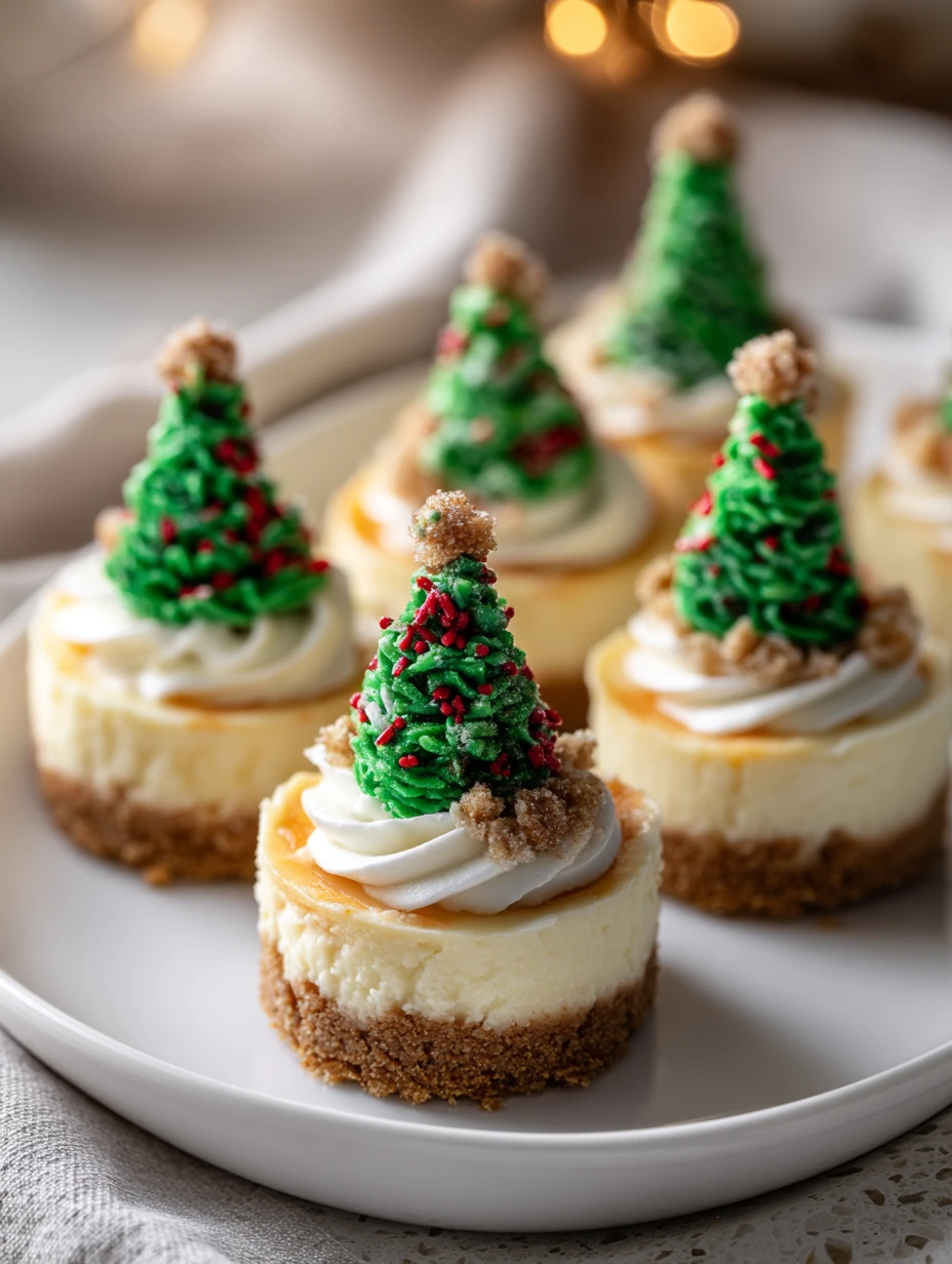 Adorable Christmas Mini Tree Cheesecakes