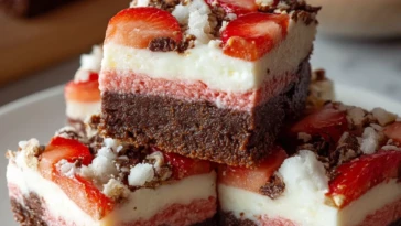 Strawberry Crunch Brownie Bars
