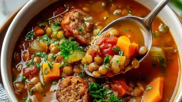 Slow Cooker Sausage Lentil Soup