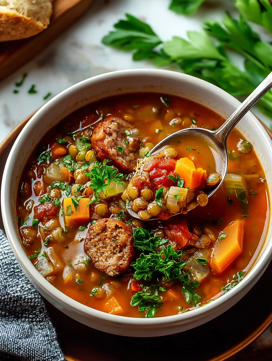 Slow Cooker Sausage Lentil Soup