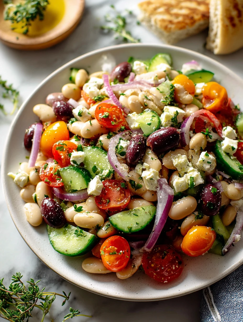 Greek Bean Salad with Lemon Marinated Beans
