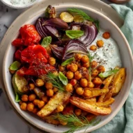 Vegan Mediterranean Roasted Vegetables Bowl