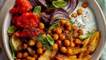 Vegan Mediterranean Roasted Vegetables Bowl