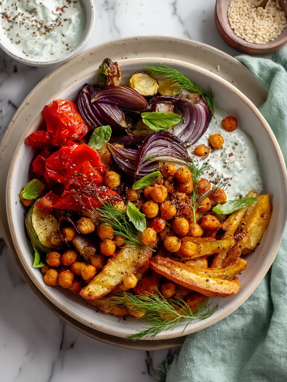 Vegan Mediterranean Roasted Vegetables Bowl