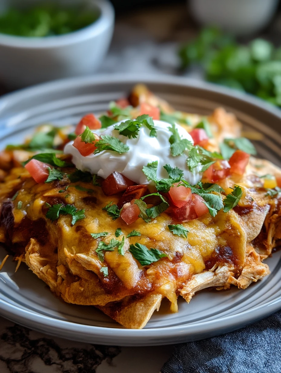 Slow Cooker Chicken Enchilada Casserole