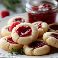 Christmas Thumbprint Cookies with Raspberry Jam