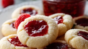Christmas Thumbprint Cookies with Raspberry Jam