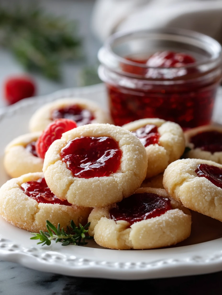 Christmas Thumbprint Cookies with Raspberry Jam
