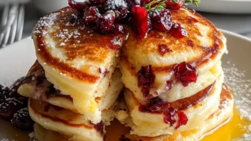 Cranberry Orange Ricotta Pancakes