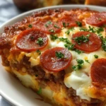 Deep Hamburger Sausage Pepperoni Bake