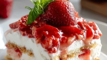 No-Bake Strawberry Cheesecake Lasagna