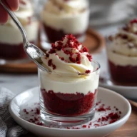 Red Velvet Dessert Cups with Vanilla Mousse