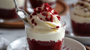 Red Velvet Dessert Cups with Vanilla Mousse
