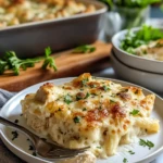 Creamy Chicken Alfredo Bake with Mozzarella Crust