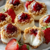 Strawberry Crunch Cheesecake Bites