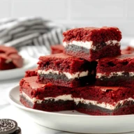 Oreo Stuffed Red Velvet Brownies