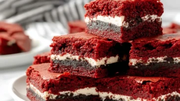 Oreo Stuffed Red Velvet Brownies
