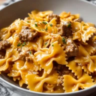 Creamy Velveeta Beef and Bow Tie Pasta