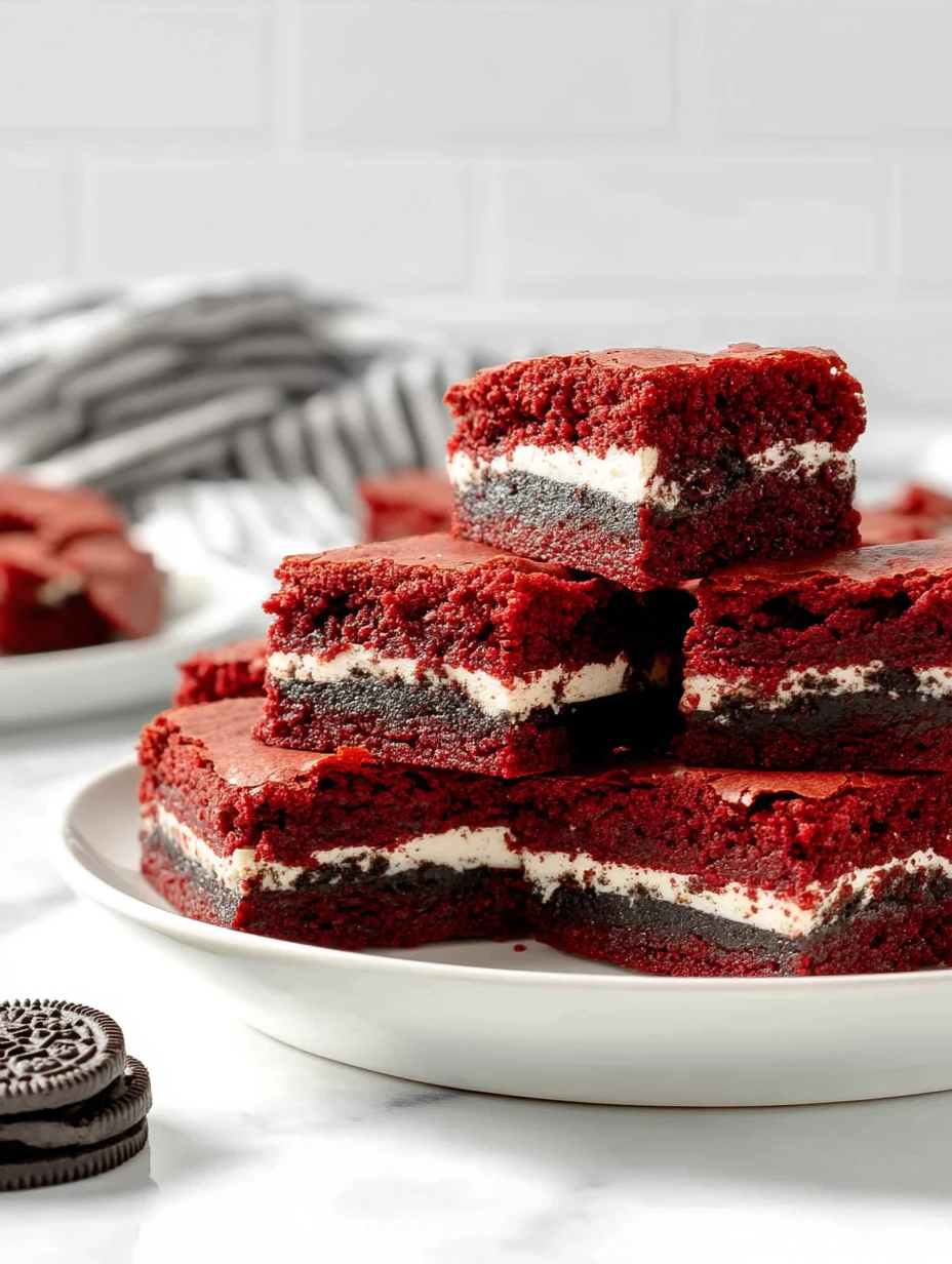 Oreo Stuffed Red Velvet Brownies