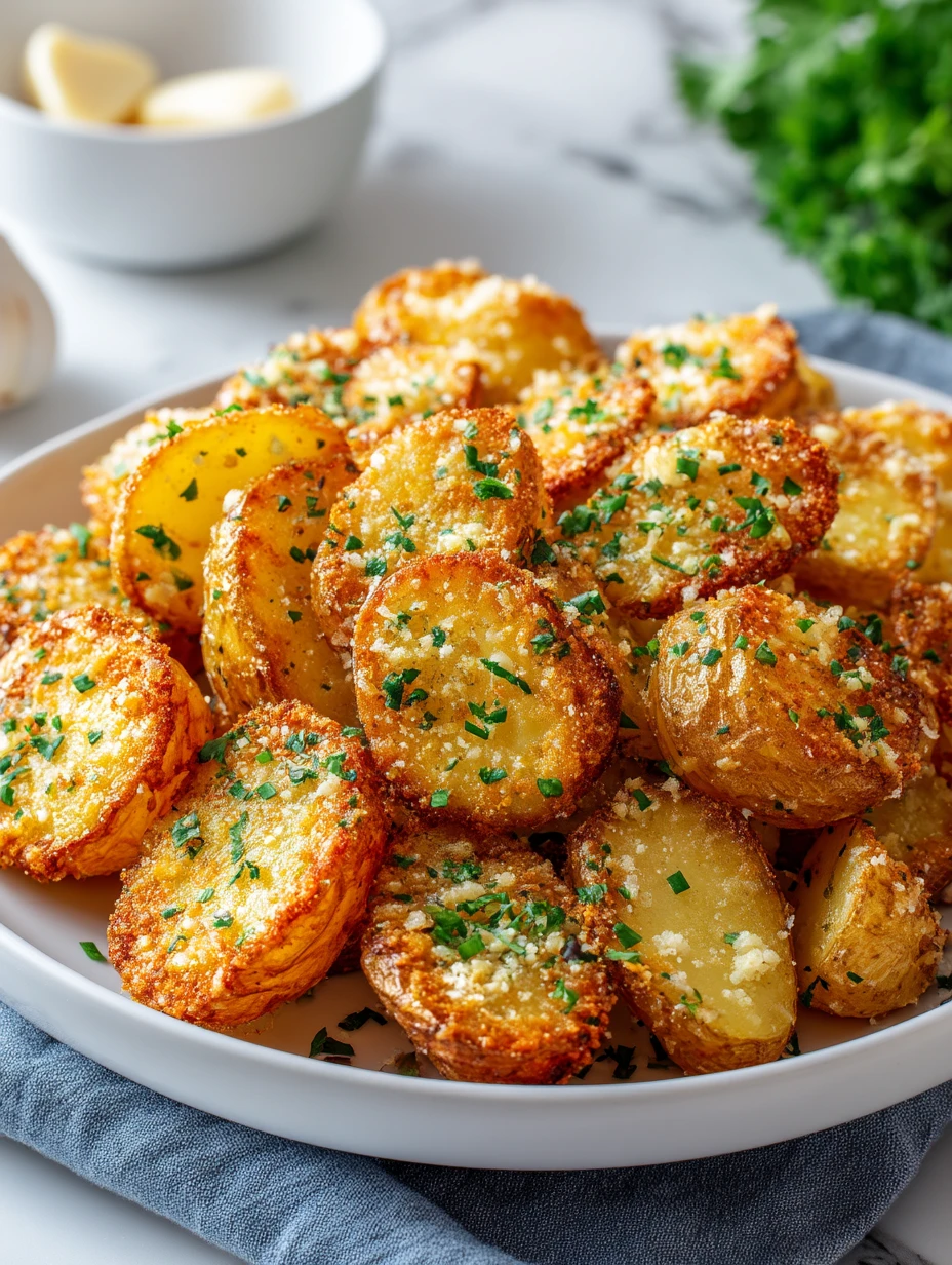 Crispy Cheesy Garlic Potatoes