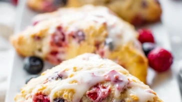 Glazed Mixed Berry Scones