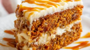 Salted Caramel Carrot Cake with Cream Cheese Frosting