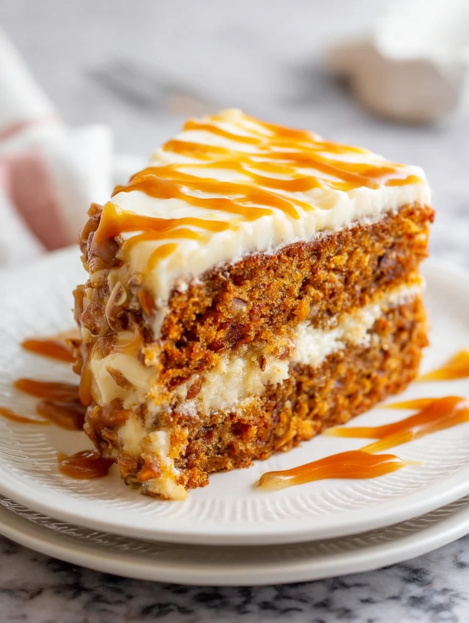 Salted Caramel Carrot Cake with Cream Cheese Frosting