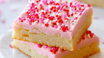 Valentine's Day Frosted Sugar Cookie Bars