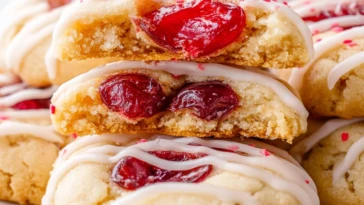 Easy Glazed Stuffed Cherry Pie Cookies